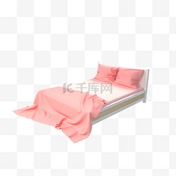 单人床图片_3D粉色凌乱双人床