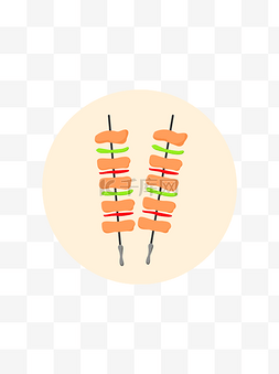 烤肉图标图片_微立体扁平化食物之烤串可商用元