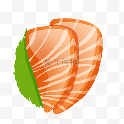 日式海鲜手绘图片_两大块漂亮手绘料理生鱼片三文鱼