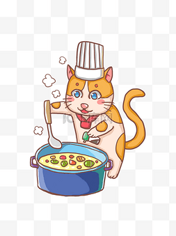 厨师小猫咪卡通手绘小清新