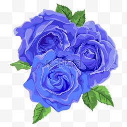 手绘玫瑰图案图片_矢量装饰情人节蓝色玫瑰花元素