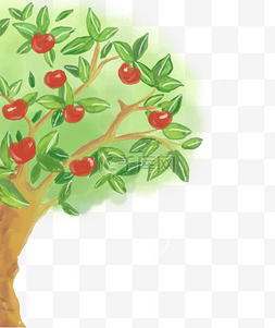 花草树木卡通手绘图片_卡通手绘苹果树元素图