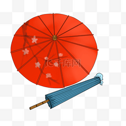 卡通古代雨伞插画