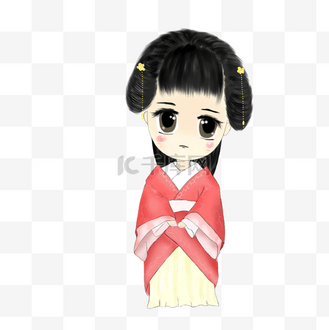 古代人物古人汉服交领红色小女孩萌系q版可爱