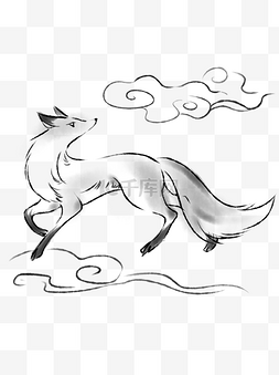 逃亡狐狸图片_水墨动物可商用元素狐狸手绘中国