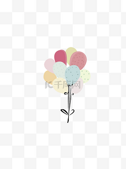 手绘气球束图片_小清新一束气球装饰设计可商用元