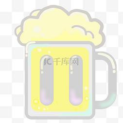 啤酒杯黄色图片_啤酒杯播放图标插画