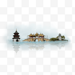 插画建筑图片_手绘扬州地标建筑