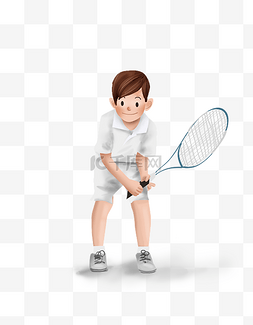 打网球插画图片_网球公开赛打网球的小孩
