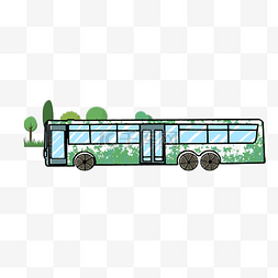 卡通的公交车图片_绿色的公交车插画
