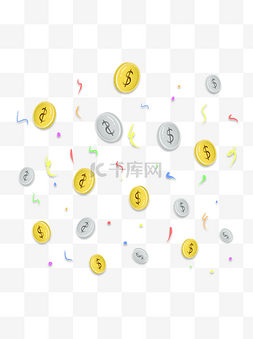 漂浮手绘钱币图片_金融理财金币钱币银币漂浮元素