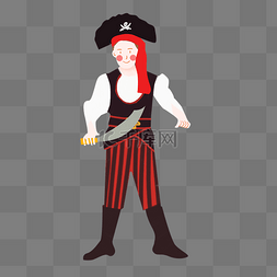 海盗船长图片_万圣节卡通装扮小清新海盗船长