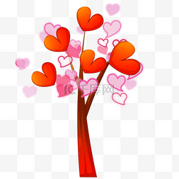 卡通大树粉色图片_创意粉色红色爱心树木
