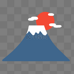 红色的山峰图片_日本富士山装饰插画