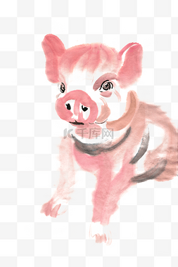 水墨属相图片_可爱的小猪水墨画PNG免抠素材