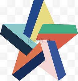 几何撞色立体五角星装饰海报电商