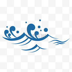手绘蓝色河流山峰logo