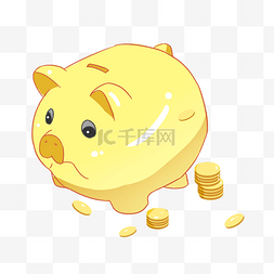 黄色小猪存钱罐插画