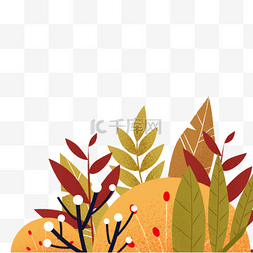 彩色边角图片_手绘清新装饰树叶