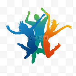 五四青年节跳跃的炫彩人物插图