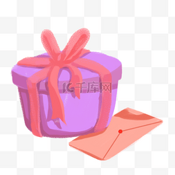 礼物盒手绘卡通图片_卡通手绘紫色礼物盒插画