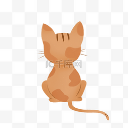 动物背影背影图片_手绘可爱小花猫背影插画素材