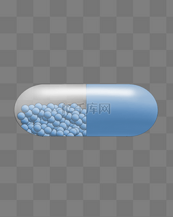 一颗蓝色胶囊药物插画