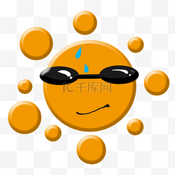 手绘橙色太阳插画