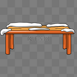 木长椅子图片_落雪的橘色凳子