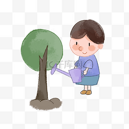 植树的人图片_植树节植树的小男孩