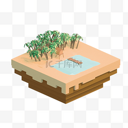 蓝色的湖泊图片_悬空岛上一片竹林