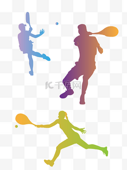 海报设计素材图片_手绘网球公开赛海报元素套图