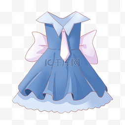 蝴蝶结领带PNG图片_蓝色淡雅裙子穿着服饰元素