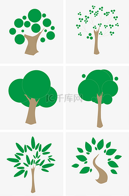 卡通，绿色，树木图片_矢量卡通绿色树木