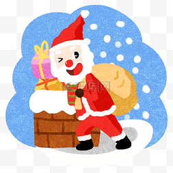 天猫淘宝节日海报图片_圣诞节可爱圣诞老人卡通插画钻烟