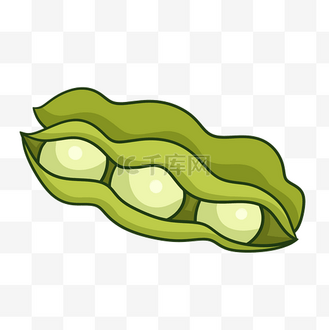 卡通绿色青豆插画