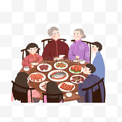 年夜饭主题图片_除夕年夜饭主题插画