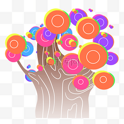创意彩色树木素材图片_立春树木装饰插画