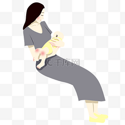 母亲怀抱宝宝图片_手绘矢量卡通母婴