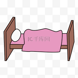 单人床床卡通图片_卡通手绘床简约床单人床