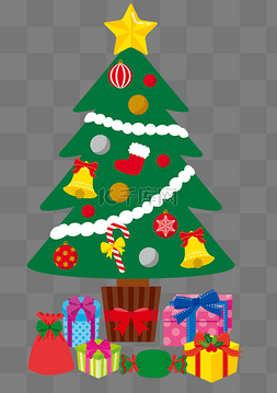 圣诞快乐插画图片_手绘圣诞装饰树插画