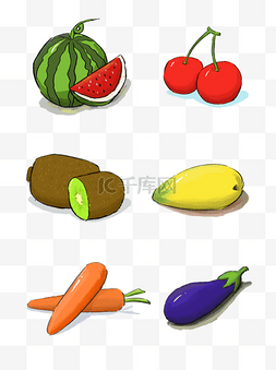 水果蔬菜西瓜樱桃芒果茄子胡萝卜