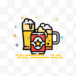 啤酒装饰图片_MBE风格啤酒啤酒杯素材