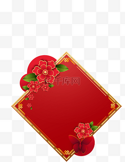 圆环红色图片_矢量手绘中国风边框
