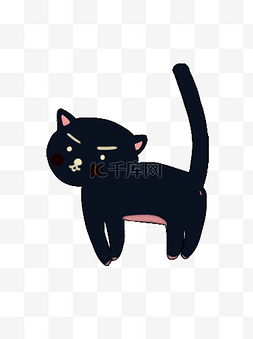 黑色小猫图片_一只黑色小猫卡通元素