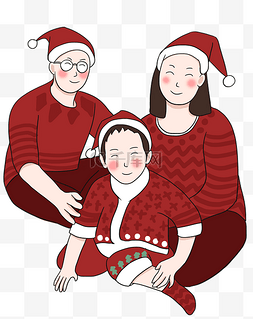 家庭红色图片_圣诞节家庭一家人
