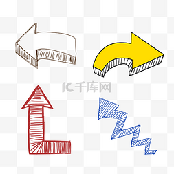 四个方向箭头图片_卡通彩色箭头免抠图标