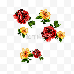 红黑手绘水彩玫瑰花
