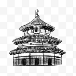 中式古代建筑图片_水墨古代建筑插画