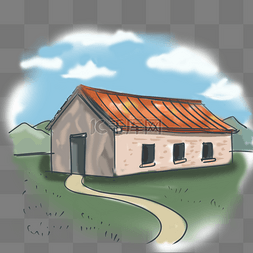 房屋草地房屋图片_房屋主题砖房卡通手绘